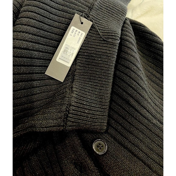 Bobi Rib Midi Black Small NWT Revolve Vintage Look Winter Fall Skirt Button Slit - Picture 16 of 16